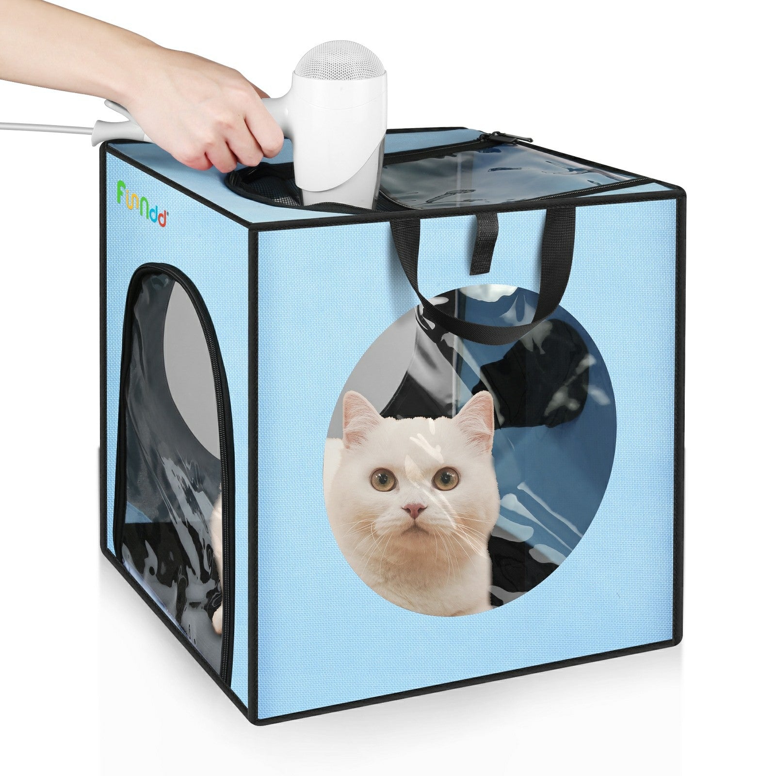 FUNADD FA2001 600D Nylon Pet Drying Box Dog Cat Hair Blowing Dry Box with Clear PVC Window FUNADD FA2001 600D Nylon Pet Drying Box Dog Cat Hair Blowing Dry Box with Clear PVC Window